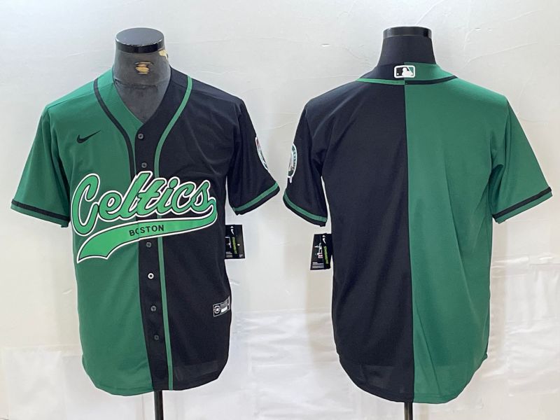 Men Boston Celtics Blank Black green Jordan 2024 Nike NBA Jersey style 1